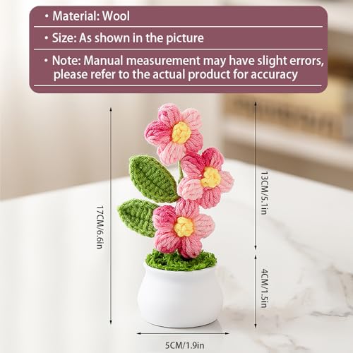 Knitting Crochet Puff Flowers Potted Plants, Gradient Colorful Flowers for Friends, Family and Lover, Handmade Flowers for...