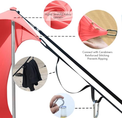 easierhike Beach Canopy Windproof Design, Sun Shelter UPF50+ Portable Family Tent with 6 Sandbags Anchors 10x10 FT 2 Pole ...