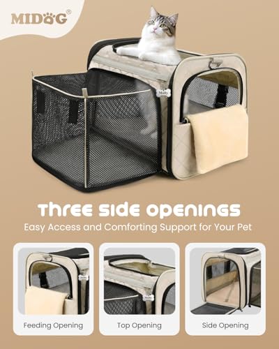 MIDOG Cat Carrier Soft for Small to Medium-Sized Cats,Up to 15 Lbs, TSA Airline Approved Soft Sided Pet Carrier,Collapsibl...