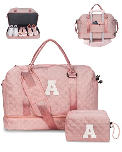 Vogewood Graduation Gift for Her Women Gift-Birthday Gifts, Initial Duffle Bags with Shoe Compartment, Girls Weekender Ba...