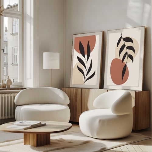 Boho Abstract Wall Art Mid Century Modern Painting Minimalist Boho Leaf Canvas Prints Botanical Wall Art Prints Set of 2 N...