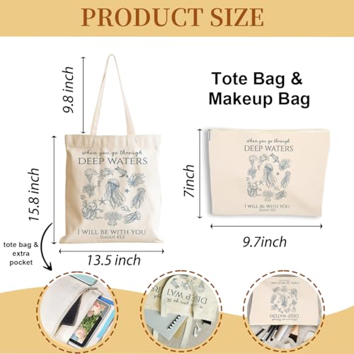 VBCVBGFH Whale Shark Makeup Bag Canvas Tote Bag Gifts for Women Friend Birthday Beach Shopping Appreciation Christmas
