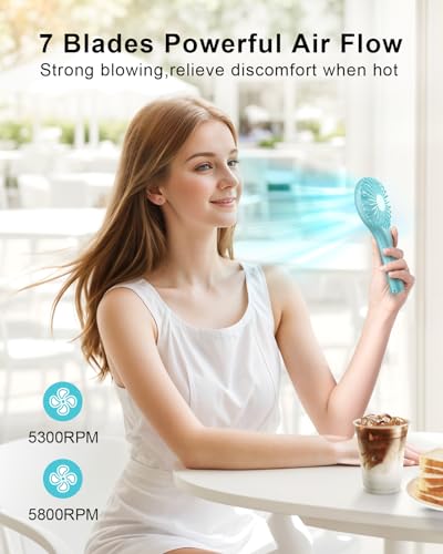 TriPole Mini Handheld Fan Battery Operated Small Personal Portable Fans Speed Adjustable USB Rechargeable Fans Cute Design...