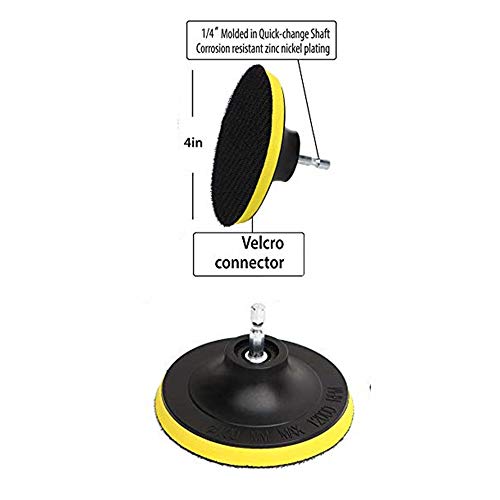 DUOSHIDA 4 Inch Drill Powered Brush Tile Scrubber Scouring Pads Cleaning Kit, 2 Different Stiffness, 4-Inch Disc Pad Holde...