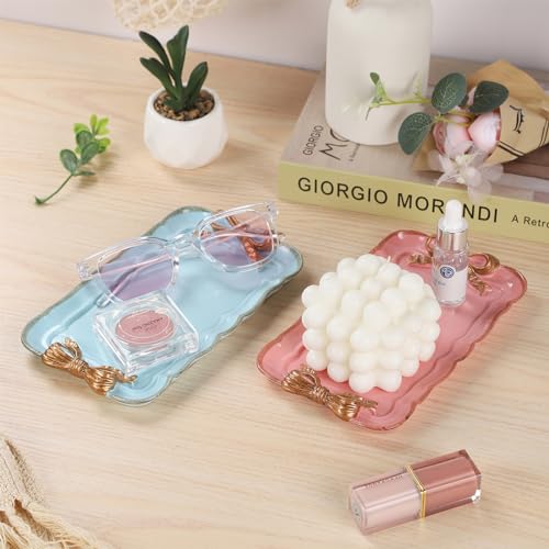IBWell Resin Aesthetic Room Décor Pink Jewelry Tray Cute Home Decor Aesthetic Trays for Decor Girly Room Décor
