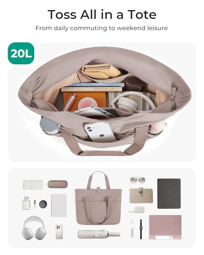 BAGSMART Tote Bag for Women, Foldable Tote Bag With Zipper Travel Large Shoulder Bag Handbag for Work