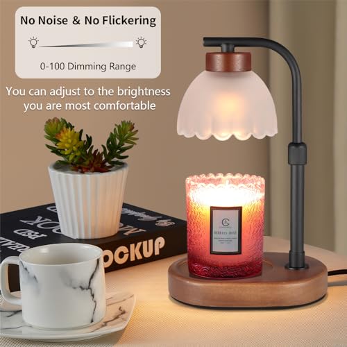 Dimmable Candle Warmer Lamp Adjustable Height Electric Wax Warmer for Jar Scented Candles Wax Melt Desk Light Suitable for...