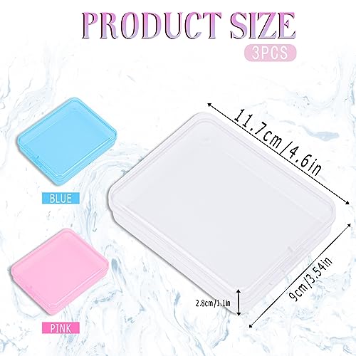 3-Piece Portable Travel Pad Holder - Bathroom Countertop Storage Organizer - Cotton Pad, Swab, Floss Dispenser (Blue, Pin...