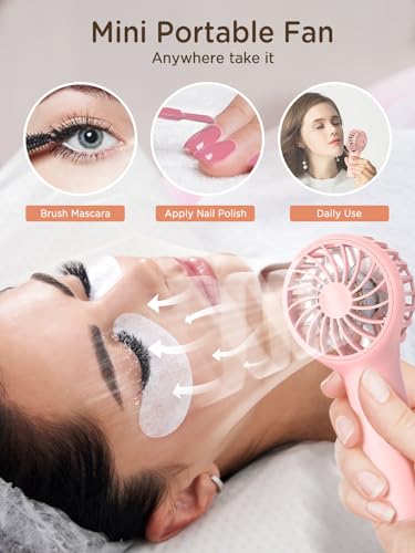 EasyAcc Mini Portable Fan Handheld, Lash Fan [12H Max Cooling Time] 3 Speed USB C Rechargeable Battery Pocket Personal Mak...