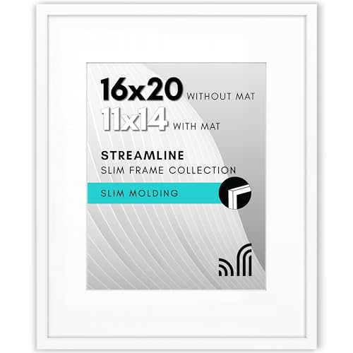 Americanflat 16x20 Picture Frame with Polished Plexiglass - Use as 11x14 Frame with Mat or Display 16x20 Photo Without Mat...