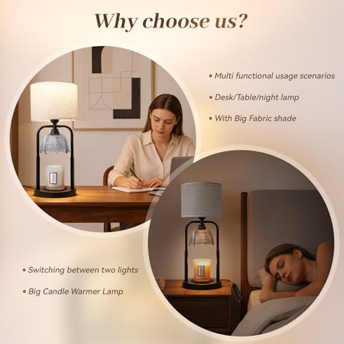 Safe Candle Warmer Lamp for Kids/Pets Flameless Electric Wax Melt Warmer Lamp for Large 3 Wicks Jar Candles with Long Last...