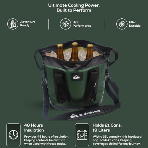 Quiksilver Zipperless Backpack Cooler 30L, Holds 36 Cans, 48 Hour Insulation, Leakproof & Waterproof Design, Heavy Duty TP...