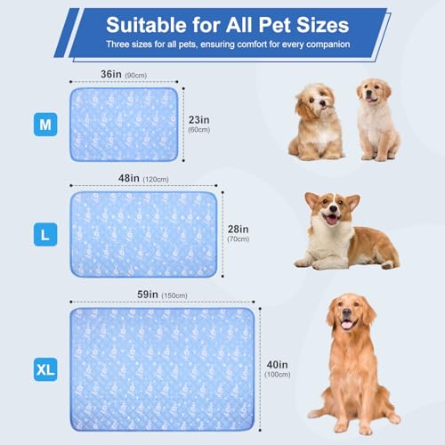 MH MYLUNE HOME Dog Cooling Mat 36x23 Inch - Cool-Chill Cool Fiber, Endothermic Color Changing Pet Pad for Dogs & Cats, Dou...