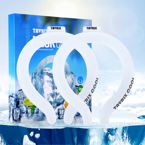 2Pack Neck Cooling Tubes with Insulated Cooler Bag - Reusable Ice Neck Cooler for Hot Weather, Hands Free Cooling Ring, Ch...