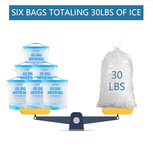 6 Pack Reusable Ice Bags & Ice Packs for Cooler, Long Lasting Freezer Packs - Available in 5lb/10lb Ice Cube Bags with Sea...