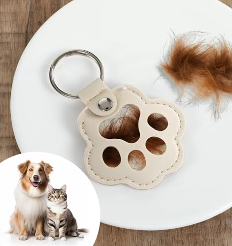 ValueBargain Pet Fur Keepsake, 3Pcs Dog Hair Keychain with 3D Paw for Dogs that Holds Fur, Keepsake, Pet Lover Gift (3 Col...
