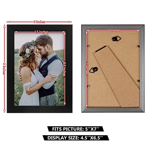PECULA 2 Pack 5x7 Picture Frame, Black Picture Frame for Wall and Tabletop Display, Resistant Plastic Photo with Clear Ple...