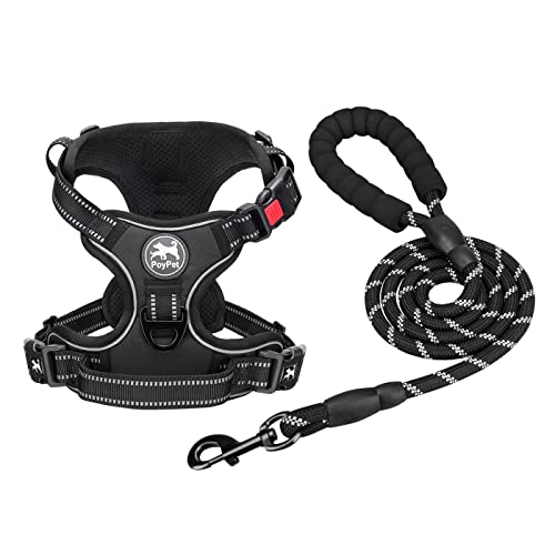 PoyPet Dog Harness and Leash Combo, Escape Proof No Pull Vest Harness, with 5 Feet Leash, Reflective Adjustable Soft Padde...