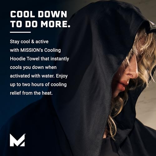 MISSION Cooling Hoodie Towel, Evaporative Cool Technology, Cools Instantly When Wet, UPF 50 Sun Protection, Contours Your ...