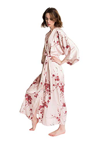 OLDSHANGHAI Luxury Kimono Robe for Women | Long Floral Robe | Original Design | Removable Waist Tie Closure