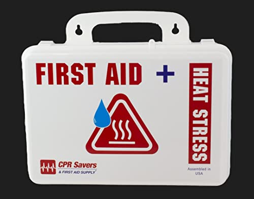 CPR Savers Heat Stress Relief First Aid Kit – Workplace Heat Safety Kit with Cold Packs, Electrolyte Drink Mix, Thermomete...
