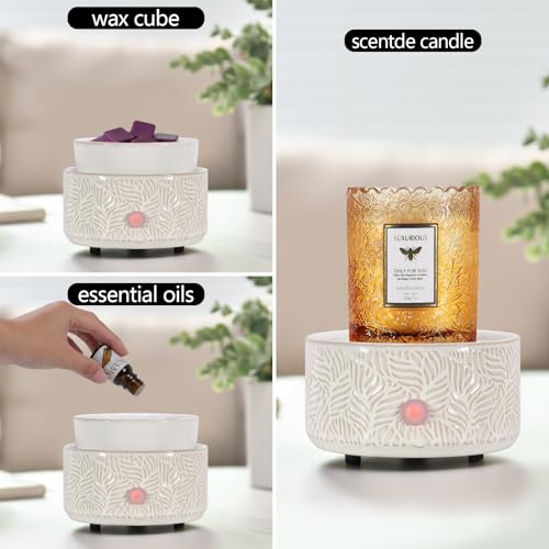 copinpin Electric Wax Melt Warmer 4-in-1 Candle Warmer for Scented Wax Melter Cute Ceramic Fragrance Wax Burner for Home O...
