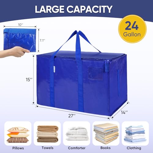 TICONN 6 Pack Extra Large Moving Bags Heavy Duty with Zippers & Carrying Handles, Durable Storage Bags Moving Boxes for Cl...