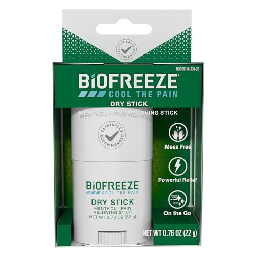 Biofreeze Dry Stick, Mess-Free Relief for Neck, Shoulder, Knee, Hip, Hand & Joint, Cooling Menthol Pain Relief Stick, Up t...