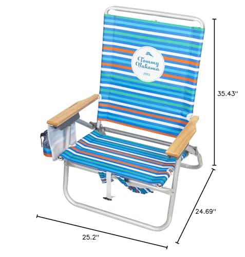 Tommy Bahama 4-Position Extended seat Height Easy in-Easy Out Folding Backpack Beach Chair