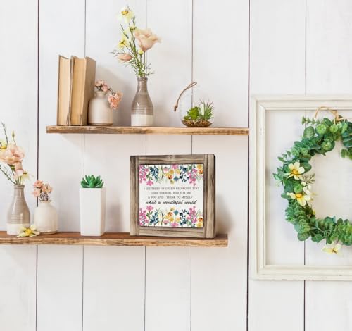 Spring Wood Sign, Box Wood Plaques Desk Décor, Inspirational Quotes, Kitchen Shelf Art Decoration, Spring Table Decor, Flo...