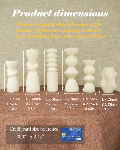 6 Pack Pillar Candles Ribbed Decorative Candle velas decorativas Fireplace Candle for Housewarming Gift, Shelf & Table Dec...