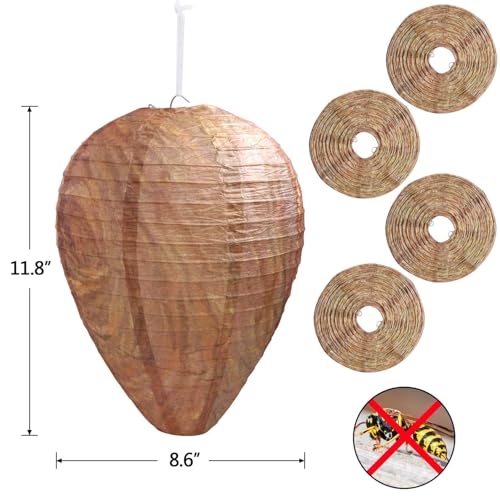 4 Pack Wasp Nest Decoy Hanging Wasp Nest Stay Away from Wasps Hornets Yellow Jackets