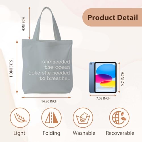 Likjad Regular Canvas Bag, Summer Beach Tote Bag for women,Reusable Grocery Shopping Bags