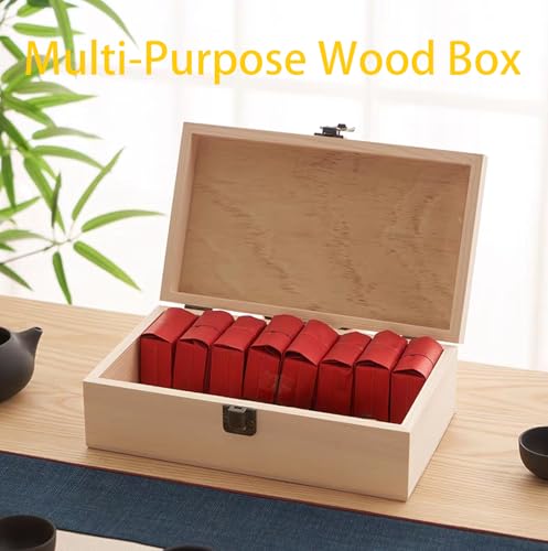 YXFZPAN Wooden Box with Hinged Lid - 8x6x3 Inch Natural Gift Box for Craft DIY Jewelry Boxes - Small Reusable Storage for ...