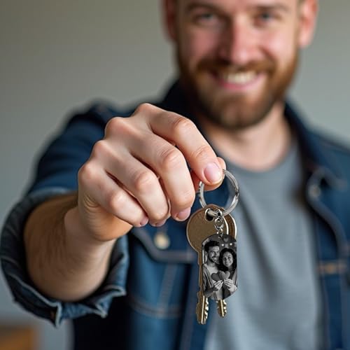 Queenberry Custom Keychain Laser Engraved Personalized Calendar Date/Photo/Text Full Color Picture