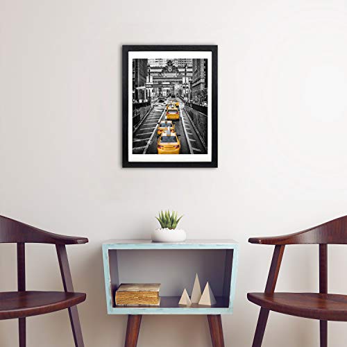 Finefrarm 12x16 Frames Display 11x14 Picture with Mat or 12 x 16 Photo Without Mats Black Picture Frames Wall Art for Livi...