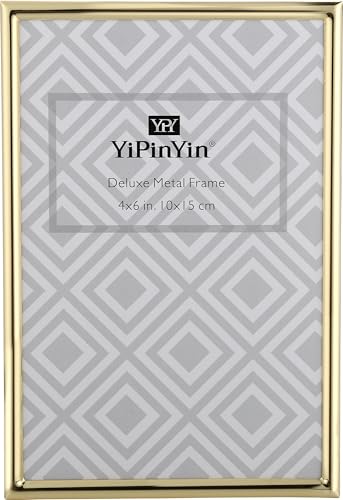 YiPinYin Gold 4x6'' Simply Metal Picture Frame,Elegant Gold Plated Photo Frames 6x4'' with Soft Touch Velvet & Backing for...