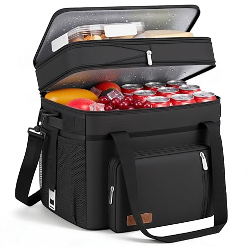 MIYCOO Cooler Bag Double Deck - 60 Can Leakproof Insulated Portable Soft Lunch Cooler, Extra Large Expandable Ice Chest Co...