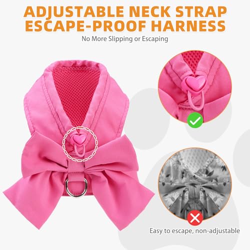 KOOLTAIL Cute Cat Harness and Leash Set with Bowtie, Small Dog Vest Harnesses for Girl Outfit, Step in No Pull Soft Mesh P...