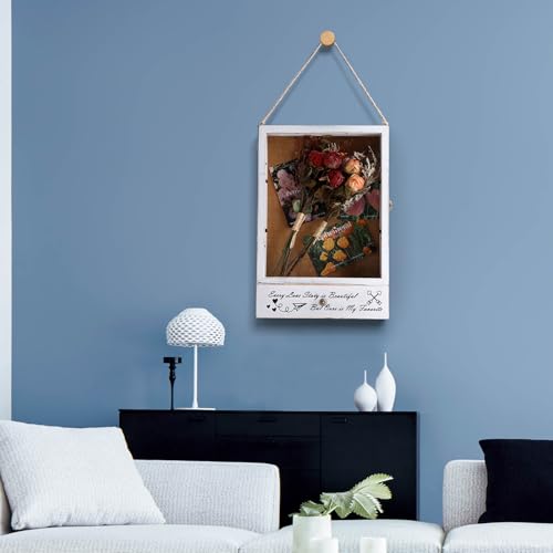 Large Shadow Box Frame 11x16 , 3.5” Deep Shadow Box with Drawers and Removable Shelves, Rustic White Color Wood Picture Di...