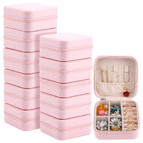 MAQUITA 12 Pack Travel Jewelry Case Bridesmaid Gifts Box, PU Leather Small Jewelrys Case Organizer Storage for Women Girls...