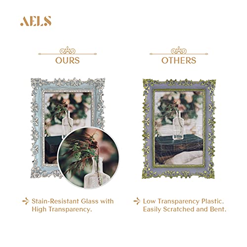 AELS 4x6 Inch Vintage Picture Frame, Elegant Antique Photo Frames with Glass Front, Photo Display, Tabletop Wall Hanging, ...