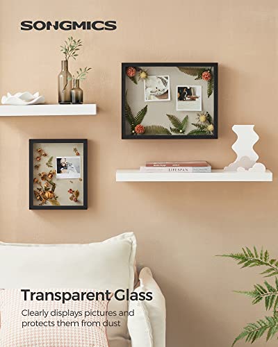 SONGMICS 8x10 Shadow Box Frame, Top Loading Display Case Frame , Glass Front with Top Slot and Push Pins, Linen Fabric Bac...