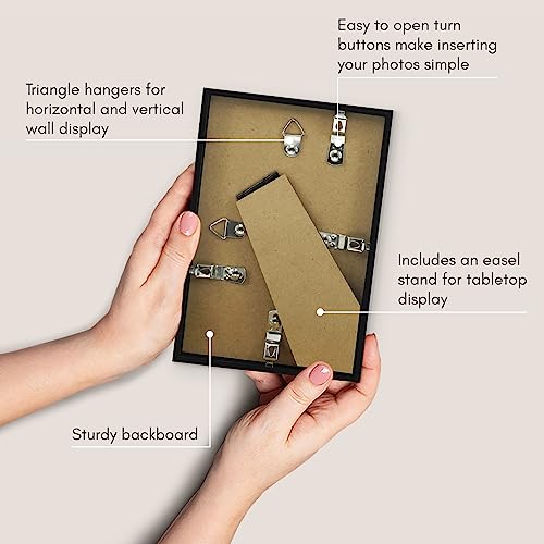 Americanflat 4x6 Picture Frame with Shatter-Resistant Glass - Streamline Collection - Thin Border Photo Frame for Tabletop...