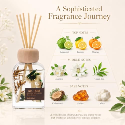 Luxury Hotel Scent Reed Diffuser 100ml (3.38oz) | No.1898 Hotel Collection Diffuser Oil Inspired by Ritz Carlton | Home, B...
