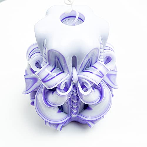 Carved Candle Artisan Handmade Decorative Dipped Candle 5 inch Purple Fall Thanksgiving New Year Christmas Holiday Seasona...
