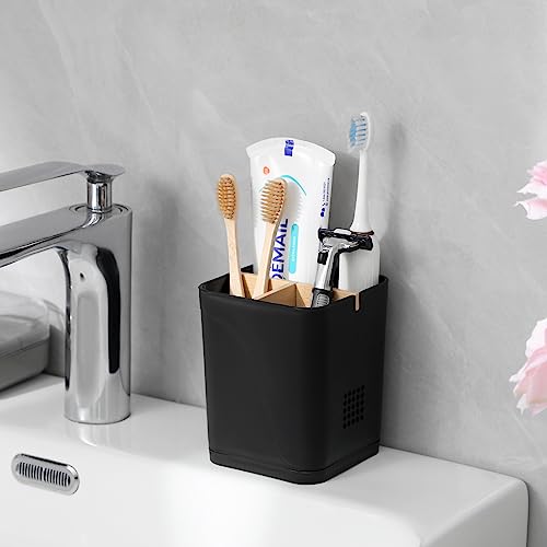 Electric Toothbrush Holder 3 Slots Tooth Brushing Holder with Bamboo Dividers for Bathrooms, Plastic Toothbrush and Toothp...