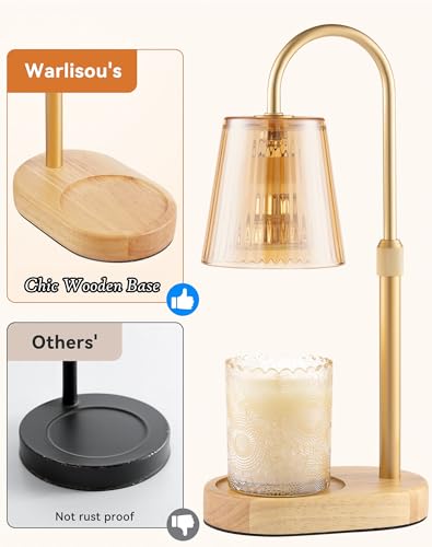 Adjustable Candle Warmer Lamp with Timer - Electric Light Wax Warming Dimmable Flameless Top Melter Heater Melting Heating...
