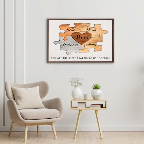 Personalized Mothers Day Idea Gifts for Mom from Daughter Son Kids Husband Custom Puzzles Sign Canvas Prints with Names fo...