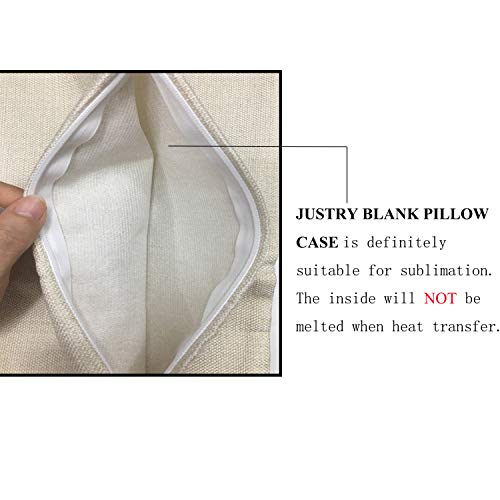 JUSTRY 4 PCS Sublimation Blanks Linen Pillow Cases Cushion Cover Throw Pillow Covers 18 x 18 Inch for Heat Press Printing ...